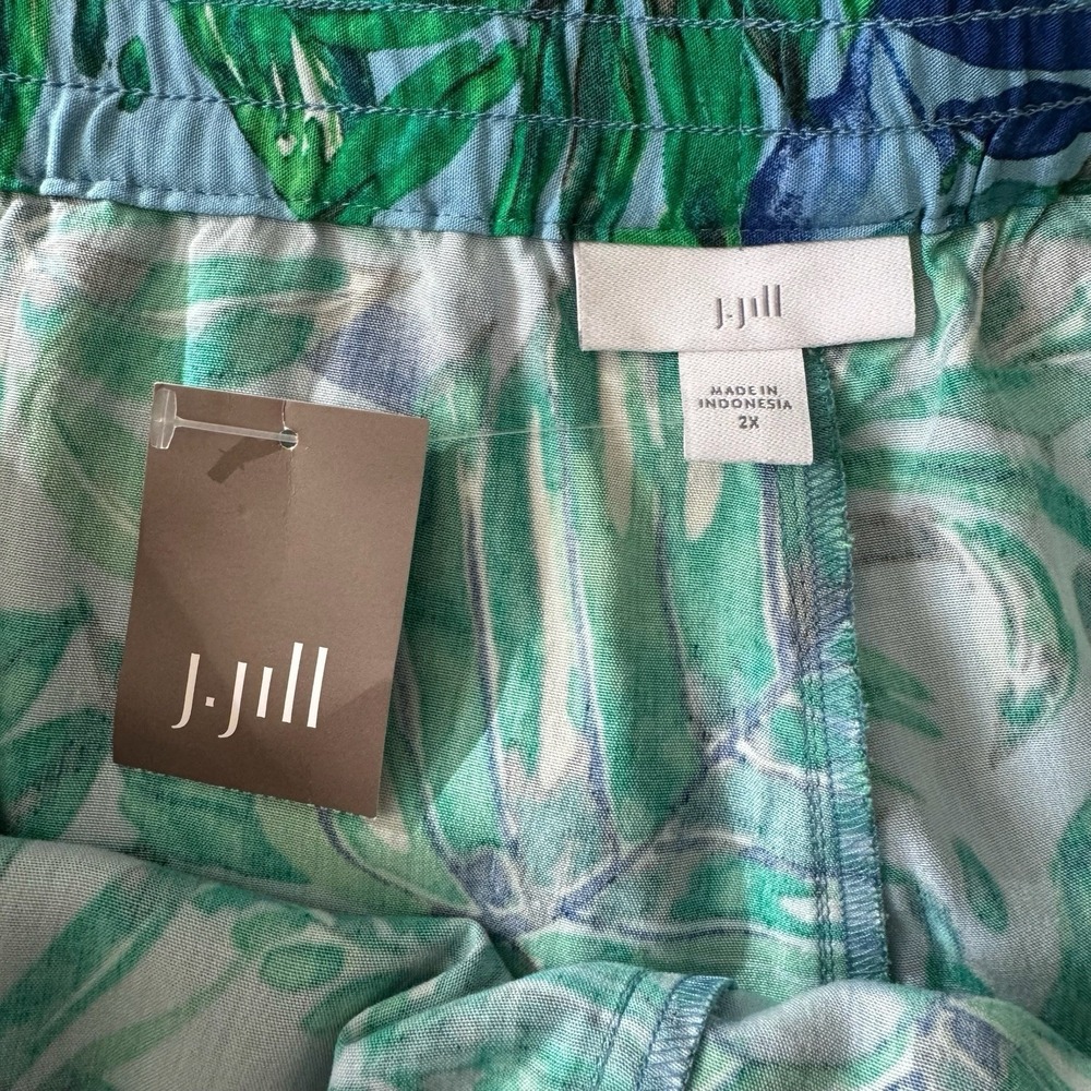 J. Jill Tropical Palm Shorts Blue Green 2X Vacation Summer Beach Cruise Resort - Picture 6 of 14